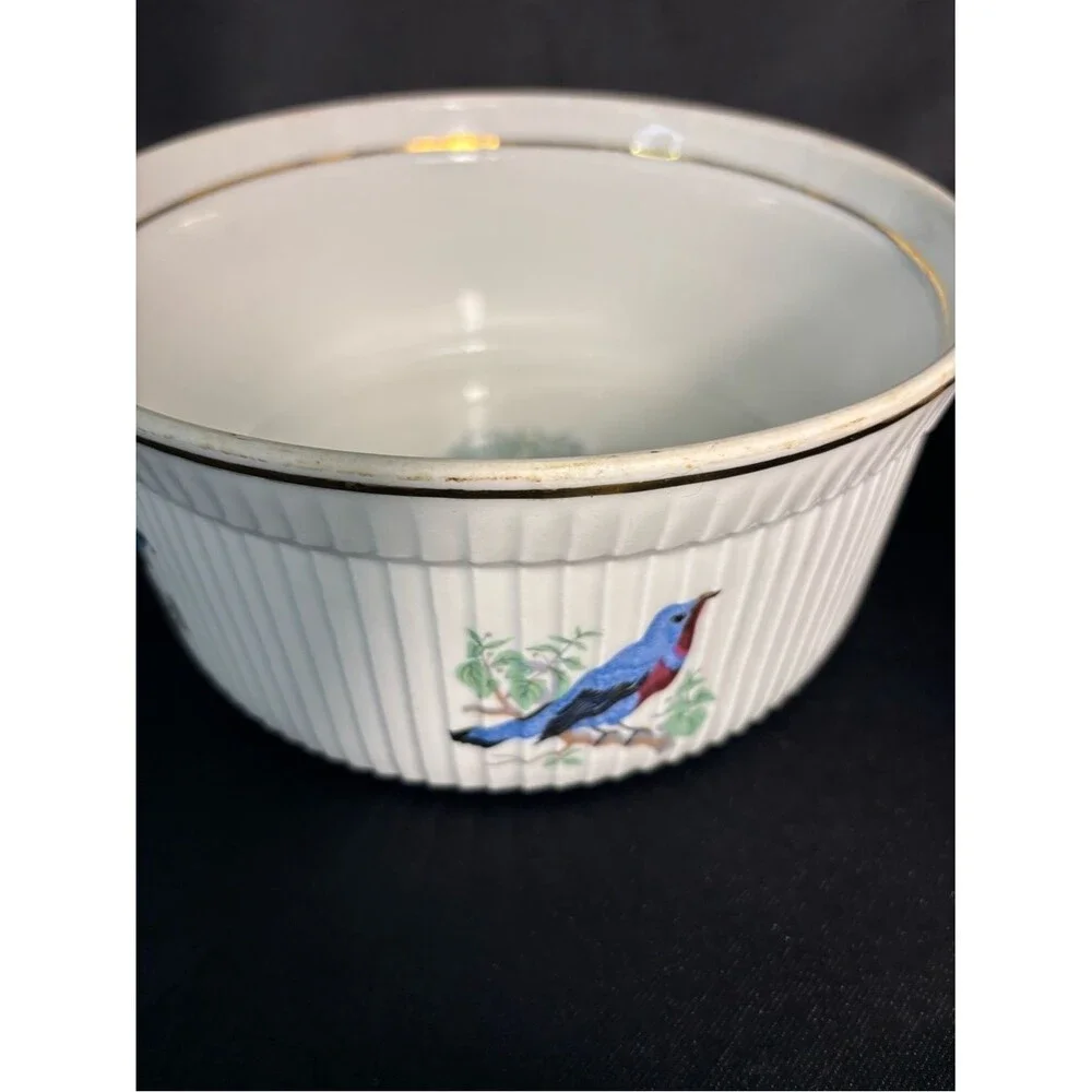 VTG RARE Louis Lourioux Le Faune Bakeware Dish Porcelain Birds France